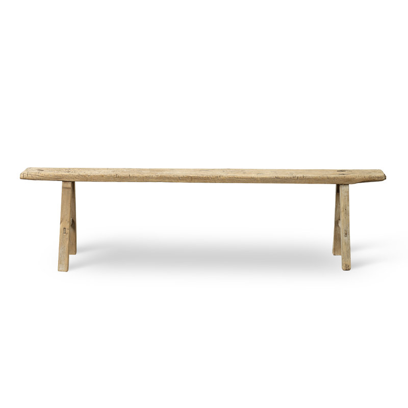 Lily's Living Vintage Noodle Bench, Weathered Natural Wood Finish , 20" H x 75" W x 6" D