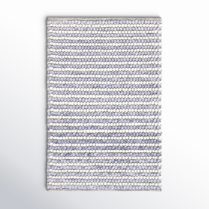 Tapis fait à la main Cleodora Dots - ivoire / bleu, Rectangle 6 pi x 9 pi