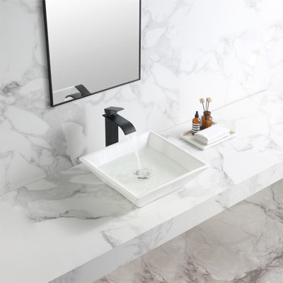 White Square Vessel Bathroom Sink