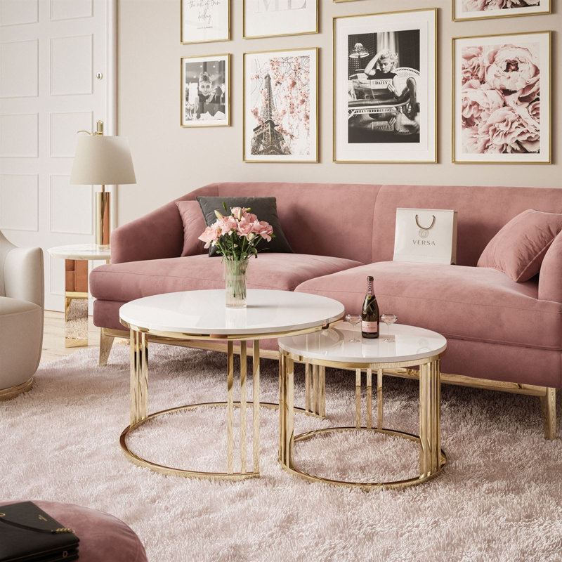 Dinant Frame Coffee Table, White, Powder-coated Gold