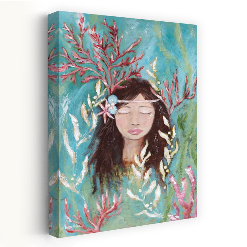 She's In The Sea, fantaisie côtière, art tropical, H 48 po x l 32 po