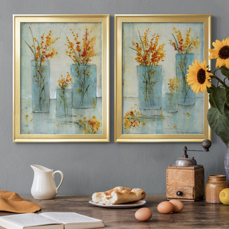 «Still Life Study I», ensemble de 2 peintures sur toile encadrées, H 24,5 po x l 18,5 po x P 1 po, Or