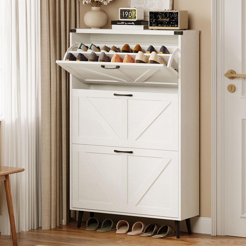 Shoe Storage Cabinet For Entryway, White