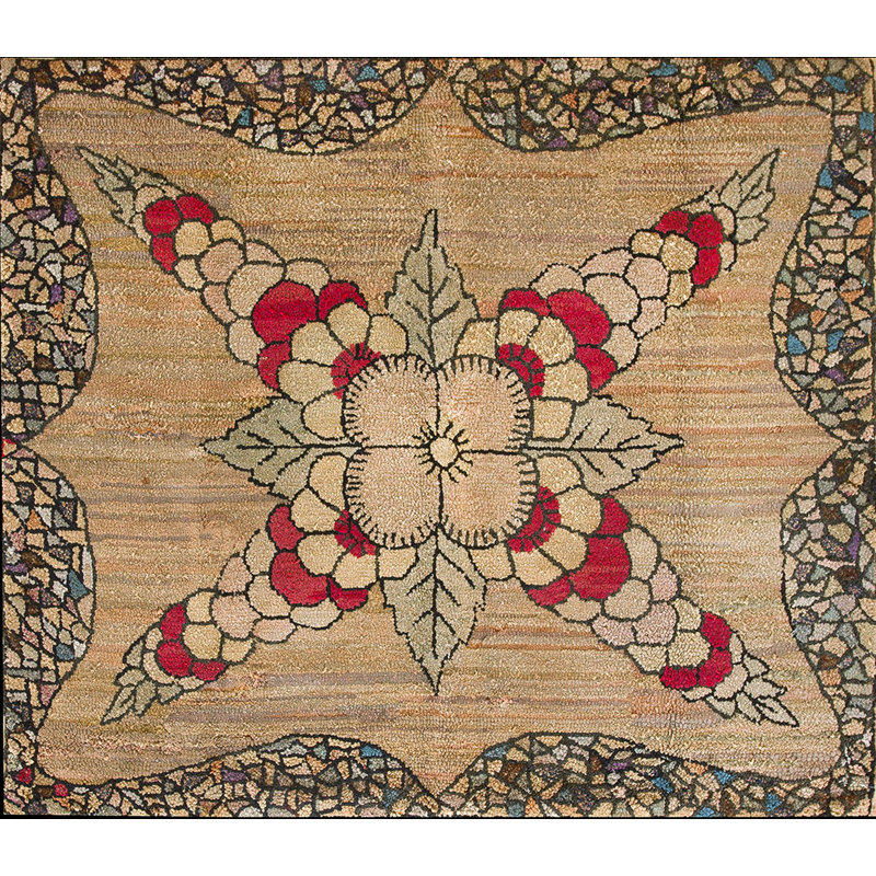 Tapis crocheté carré à motif de médaillon antique