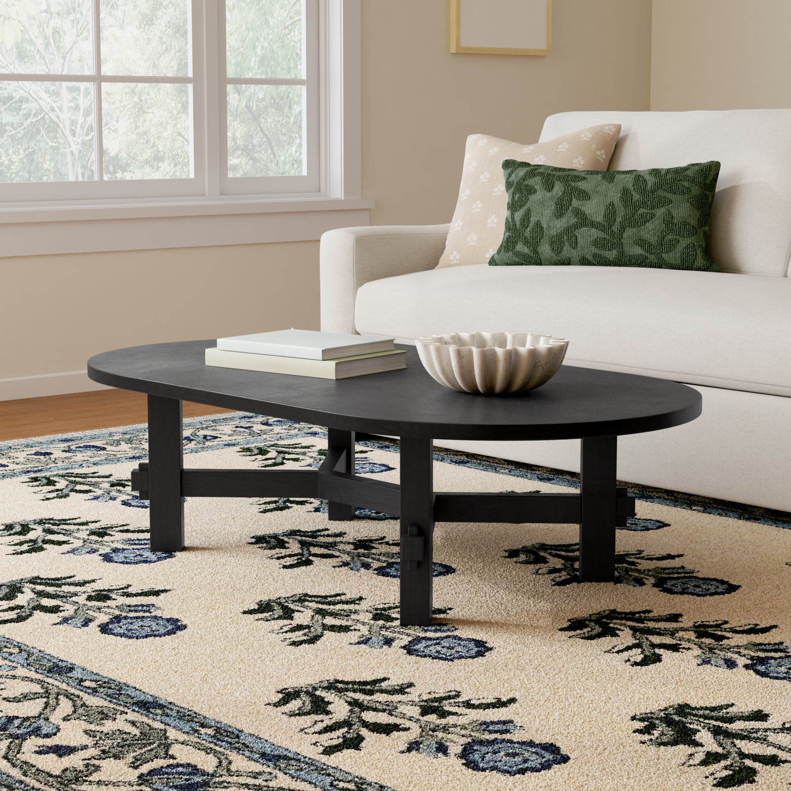 Tabytha Solid Wood Coffee Table, Black