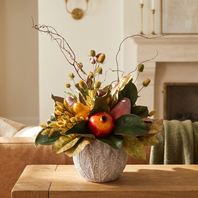 Cassville Magnolia and Pomegranates Arranged in Decorative Ceramic Pot