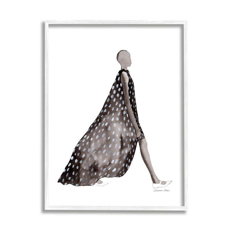 «Fashion Silhouette Girl» par Simone Elum, H 20 po x l 16 po x P 1,5 po, Estampe numérique encadrée blanc bord de mer