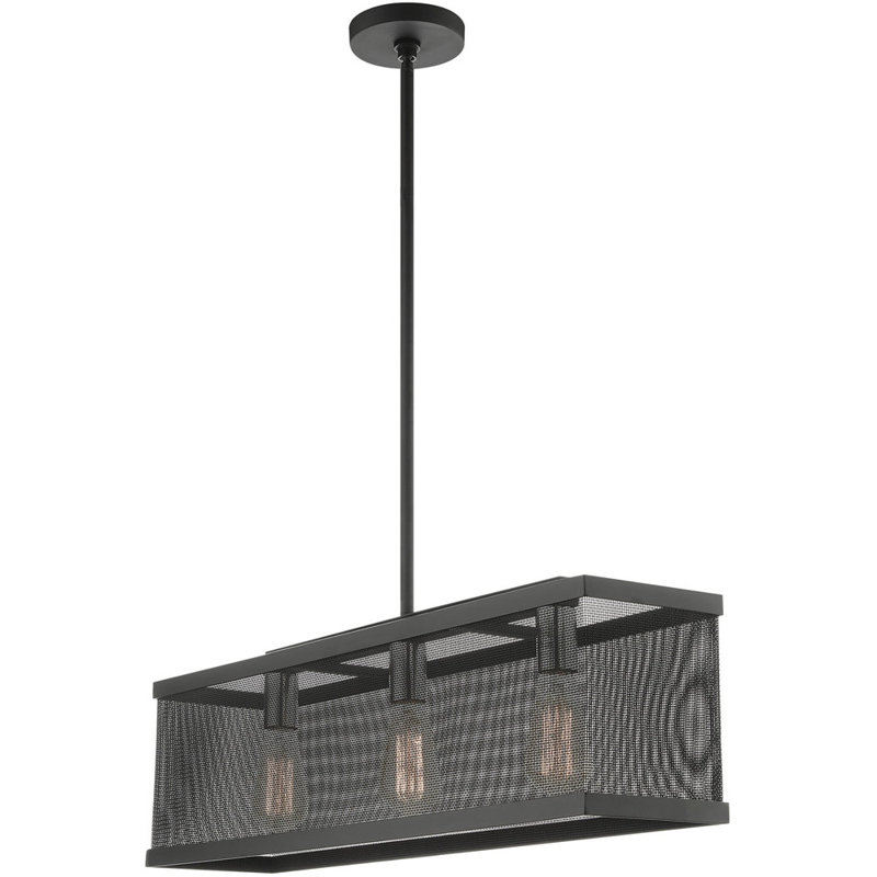 Lustre classique à 3 lumières avec abat-jour, Noir