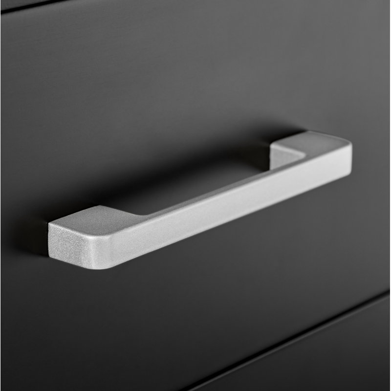Taylor 1 Drawer Bedside Table, Black/Silver