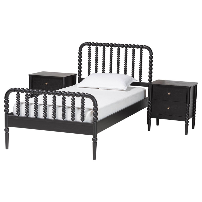 Ensemble de chambre à coucher 3 pièces Lucera, Double, Noir