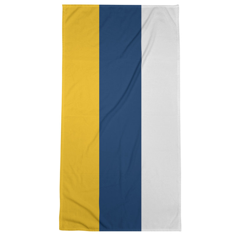 Cotton Blend Beach Towel, Navy Blue/Ivory