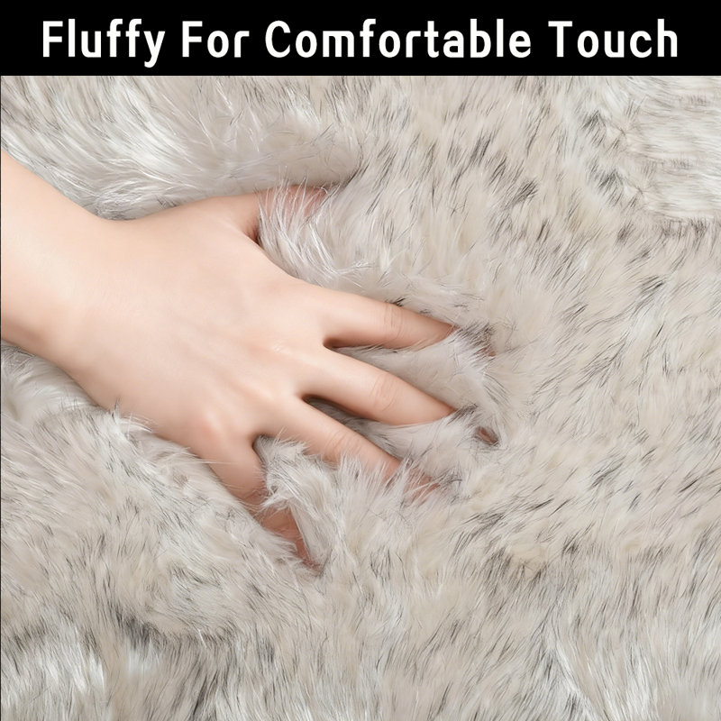 Plush Faux Sheepskin White Rug, Rectangle 3' x 5'