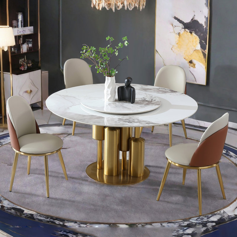 Ensemble de table de salle à manger, table ronde avec 4 chaises pour la salle à manger, cuisine