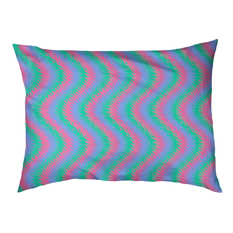 Oreiller pour chien à rayures ondulées pastel Campion, Moyen (L 29,5 po x P19,5 po x H 9,5 po), Rose/Vert/Bleu
