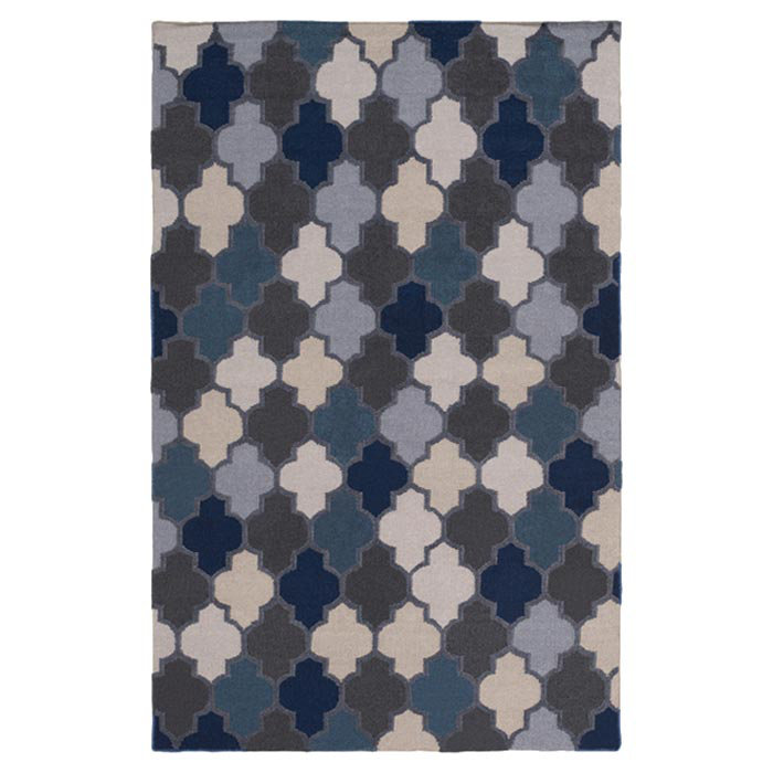 Crispi Geometric Handwoven Wool Gray/Navy Area Rug