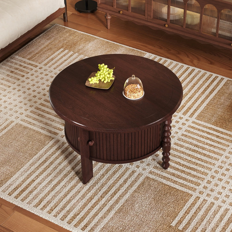 Table basse ronde Vintage, Noyer