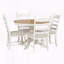 Ensemble de salle à manger à piédestal rétro 5 pièces avec chaises à dossier échelle (blanc cassé)-129203387-129203388-129203390