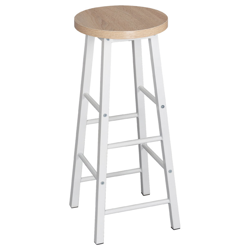 Haydenville Upholstered Counter Stool with Metal Frame, Light Oak, White