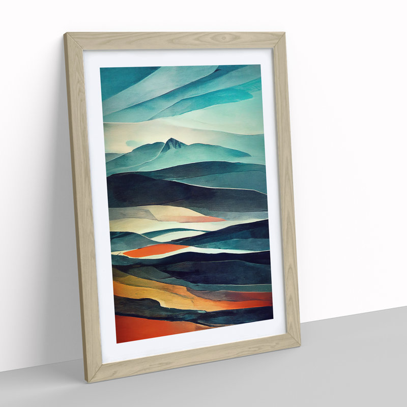 Mountain Landscape Abstract No.2 - Framed Print, 64cm H x 46cm W, Oak