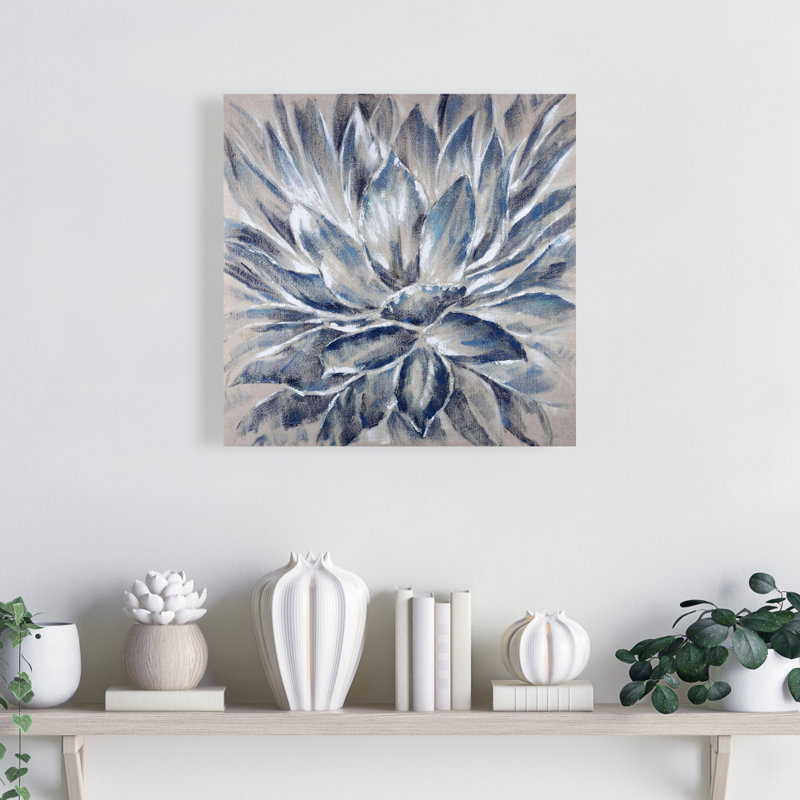 " Blue and Gray Flower " Watercolor Print