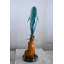 Sculpture dauphin en bronze sur base ondulée 25 po x 24 po x H 40 po