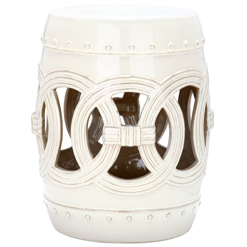 Tabouret de jardin en céramique Bartlesville, Crème, crème