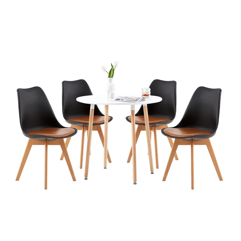 Theresa 4 - Person Dining Set, Black/Brown