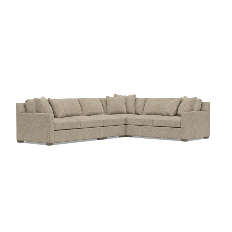 Kelsey Sectional, Tan Polyester, 35.5" H x 134.5" W x 104.5" D