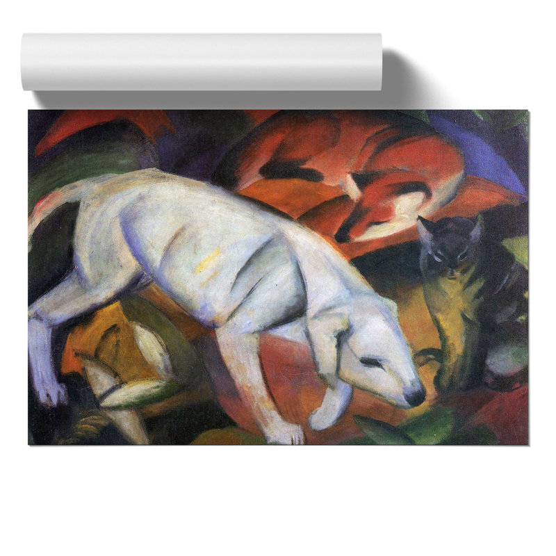 A Dog Cat And Fox by Franz Marc - No Frame Painting, 42cm H x 59cm W x 0.1cm D