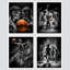 Affiches de basketball noires et blanches, impression 4 pièces-90691956-90691959