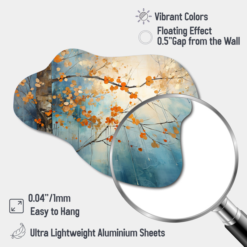 Décoration murale irrégulière en forme d'érable en forme d'érable orange avec sarcelle orange brillant