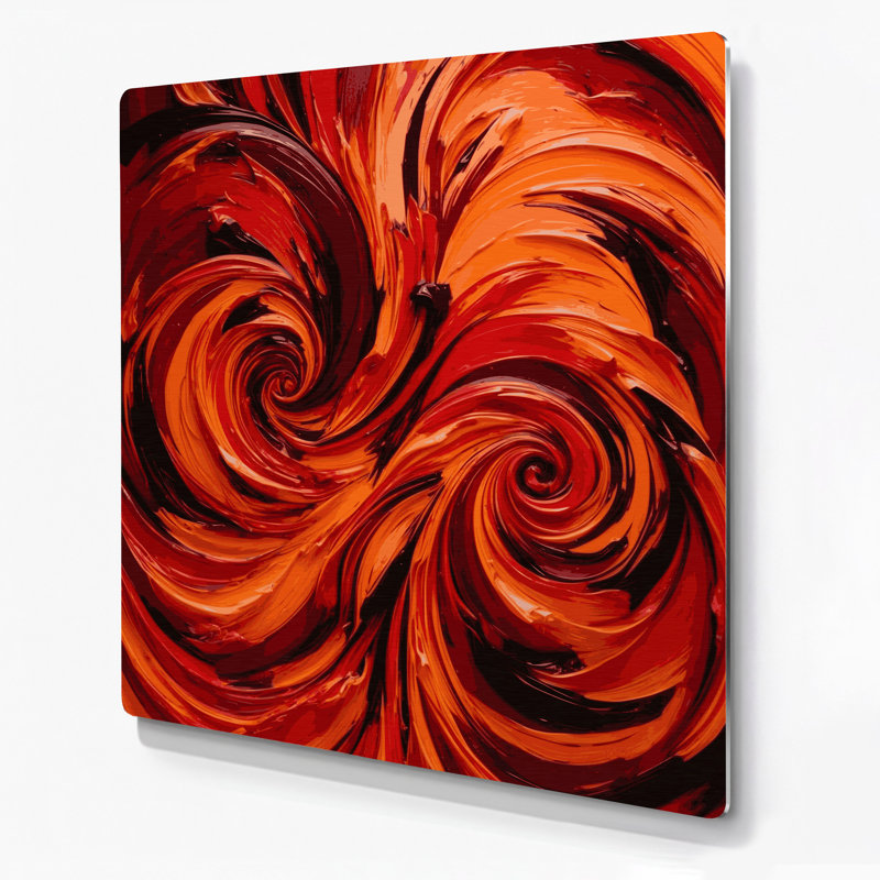 Abstrait art figuratif 72 métal rouge, H 12 po x l 12 po