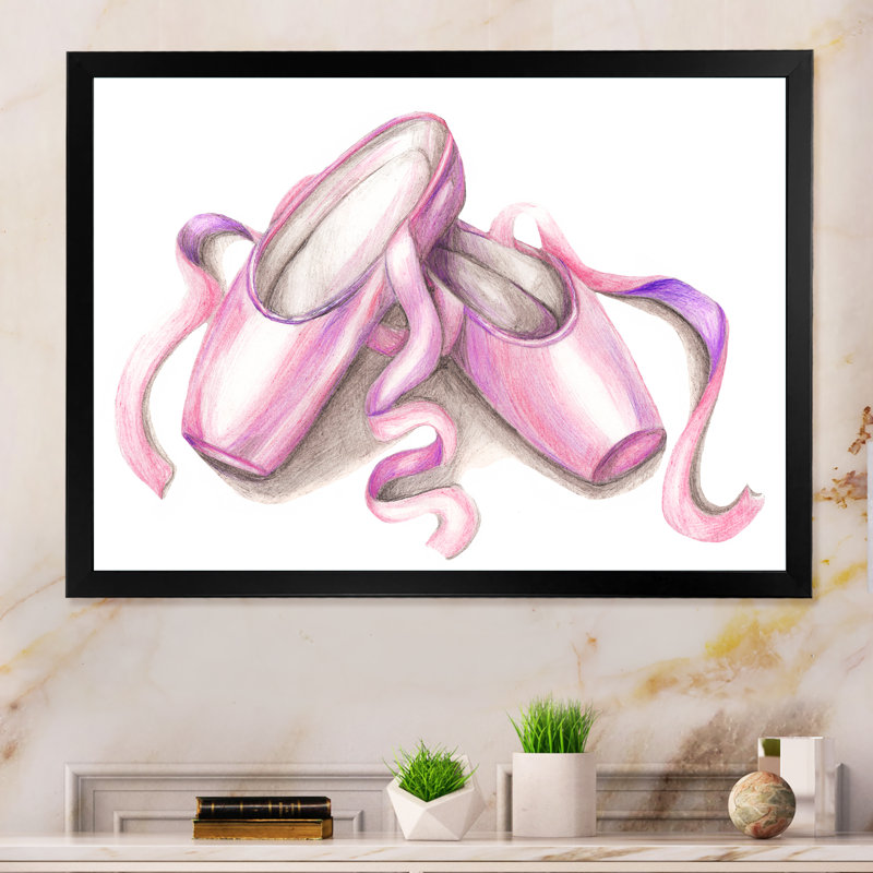 Beauté rose ballet chaussures II - reproduction de cadre flottant sur toile, Cadre photo noir, H 8 po x l 12 po x P 1 po