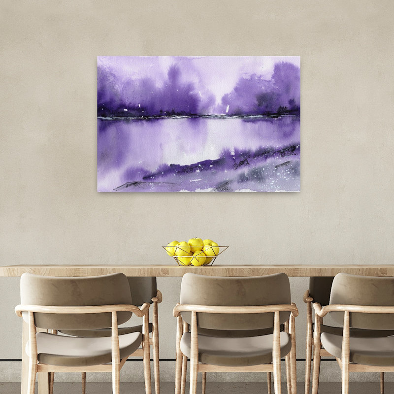 Contemporary Art Abstract Ethereal Peaceful Violet Landscape Nature Wall Art by Isabel Aguilar Alonso - Wrapped Canvas Print