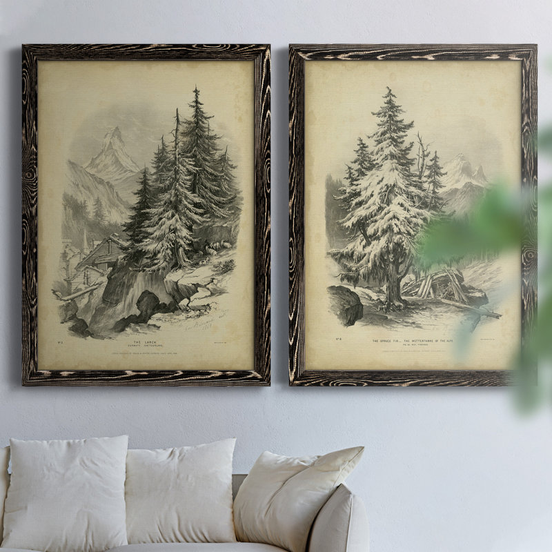 " The Larch " 2 - Pieces, Black Framed Canvas, 37.5" H x 55" W x 1.5" D