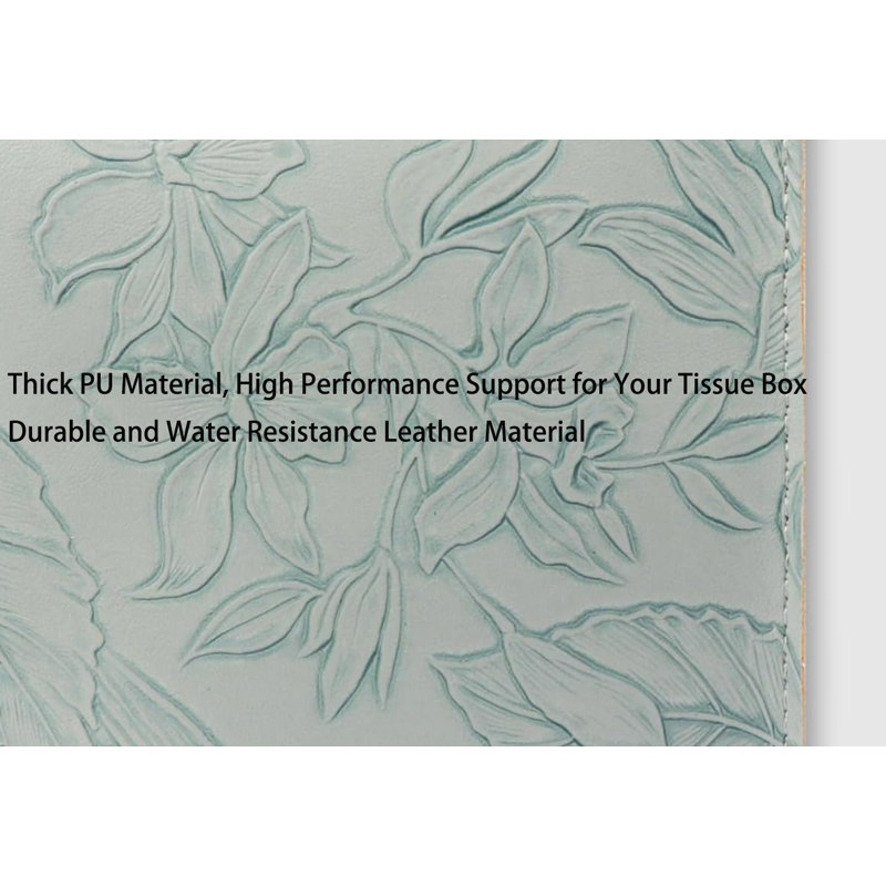 PU Leather Tissue Organizer with Bottom Belt and High Performance Hook and Loop Fastener, Blue