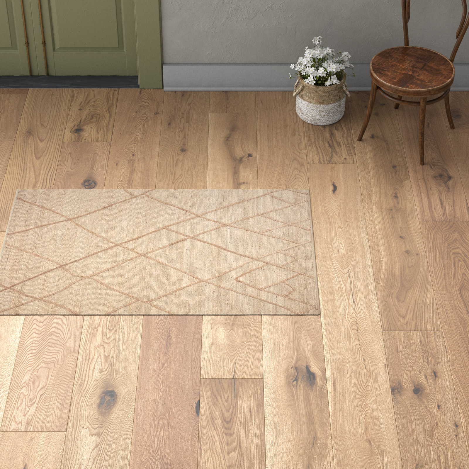 Albemarie Ivory Natural Hand-Woven Geometric Rug, Rectangle 2'3" x 3'9"