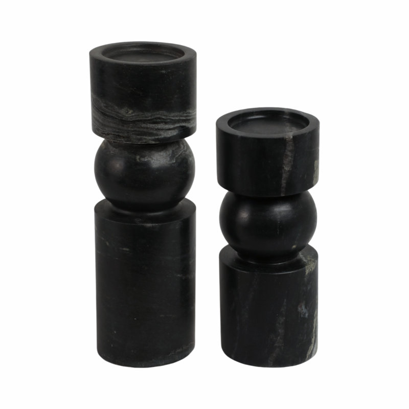 Set Of 2 9/12" Himalayan Marble Candle Holders