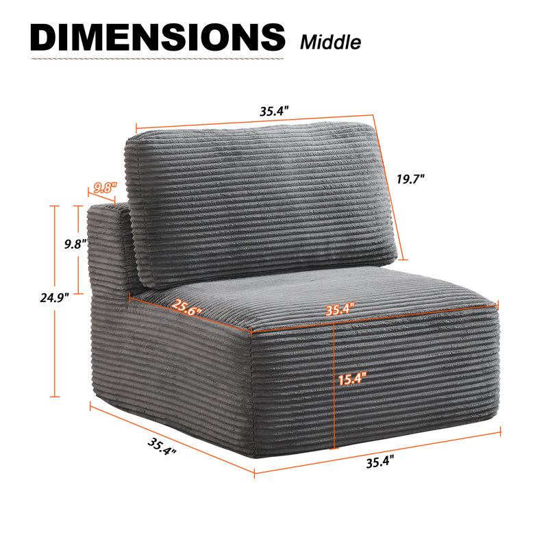 Fauteuil d'appoint en velours côtelé Acuna, Gris ardoise