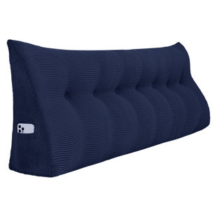 Nestl Cut Plush Striped Reading Pillow for Kids & Teens, Small Back Support Pillow with Arms, Shredded Memory Foam Bed Rest Pillow, Navy Blue
