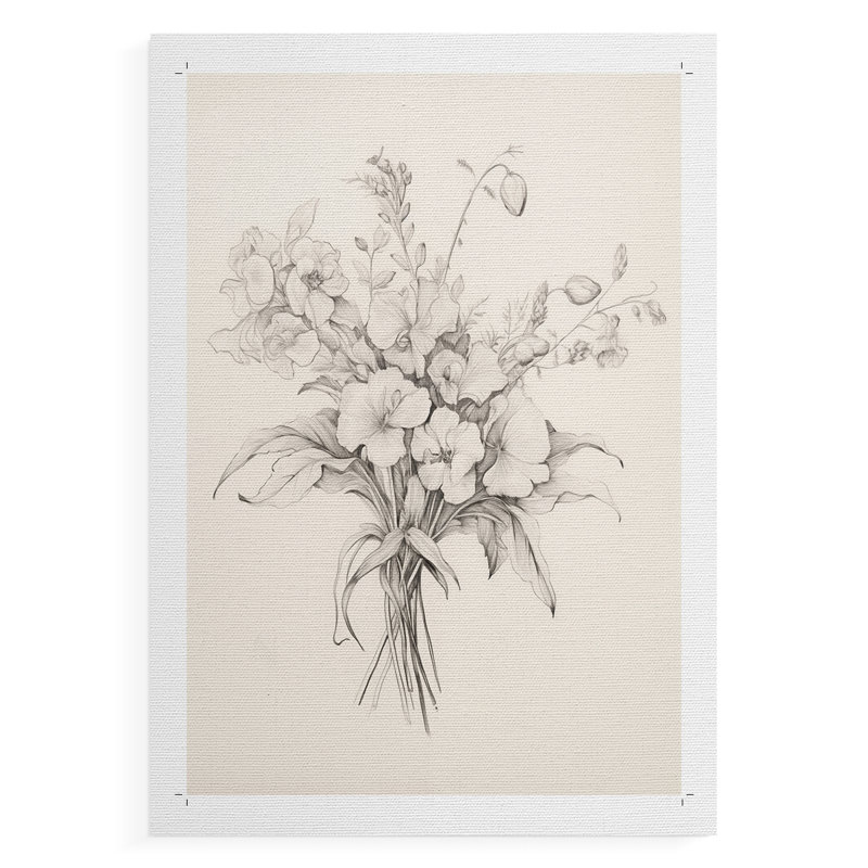 Reproduction florale rétro du xvie siècle - impression sur toile seulement - non encadrée, H 27 po x l 18 po