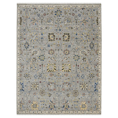 Tapis gris en laine noué à la main Bristol