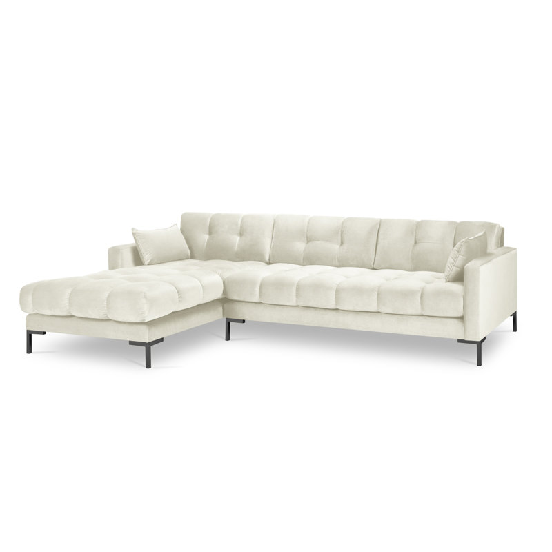 Adoraim 5 Seater Corner Sofa , Light Beige, Black, Left Hand Facing