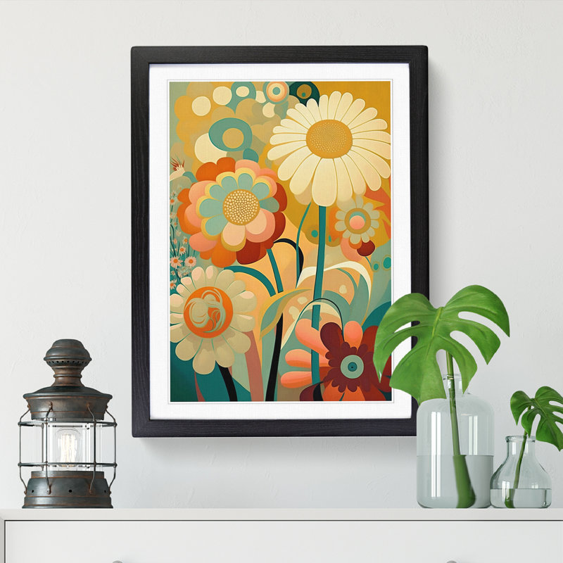 Bold Flowers - Single Picture Frame Print, 64cm H x 46cm W, Walnut Framed
