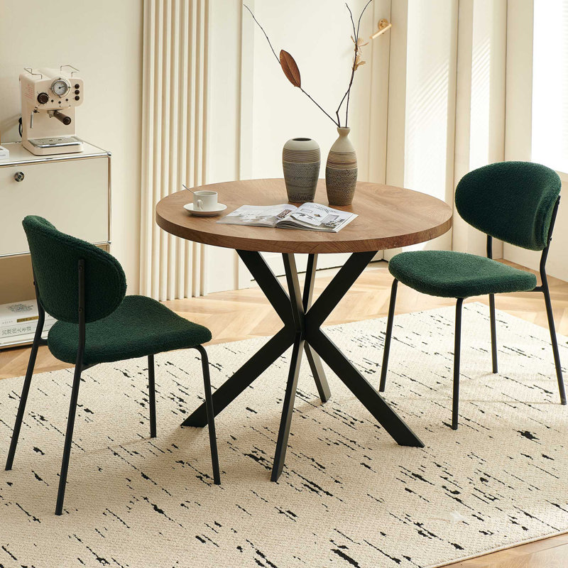 2-Seater Round Kitchen Table Chairs Set, Green