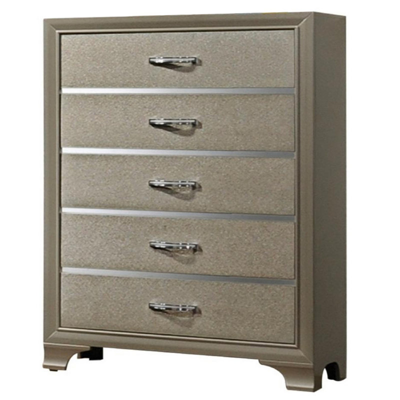 Howardville 5-Drawer Rectangular Chest, Champagne