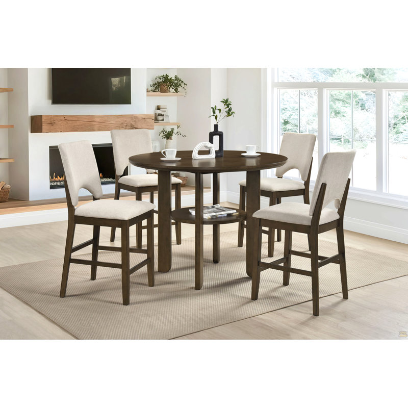 Ensemble de 2 chaises contemporaines à hauteur de comptoir rembourrées en tissu beige clair