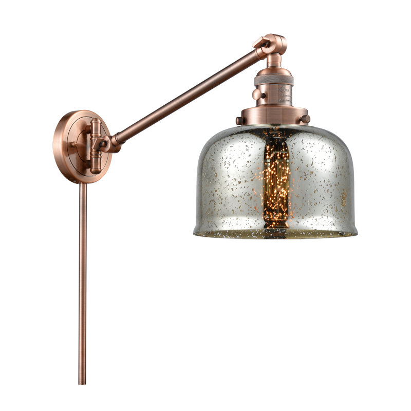 Bras pivotant à 1 lumière à intensité variable Talton, Ampoule DEL rétro de 3,5 watts, Cuivre antique, Argent mercuré plaqué
