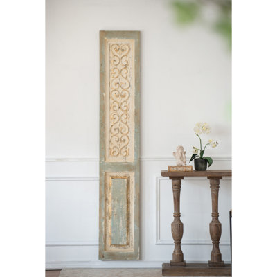 Grand panneau de suspension rectangulaire en bois 14 po x 78,5 po, sculpture murale décorative, art mural sculpté
