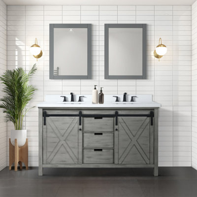 Meuble-lavabo double gris cendré 60 po X P 22 po D